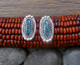 Native American Navajo Sterling Silver Turquoise Post Drop Earrings