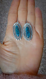 Native American Navajo Sterling Silver Turquoise Post Drop Earrings