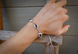 Sterling Silver Navajo Onyx Shadowbox Link Bracelet