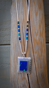 Native American Liquid Silver Azurite Pendant Necklace