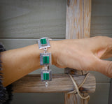 Native American Malachite Watch, Sterling Silver Link Watch Bracelet