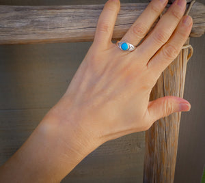 Unisex Navajo Sterling Silver Turquoise Band Ring