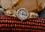 Vintage Native American Navajo 12KGF Silver Women's Leaf Watch