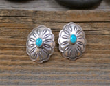 Native American Navajo Silver Concho Turquoise Post Earrings