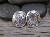 Native American Sterling Silver Concho Clip On Earrings