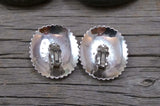 Native American Sterling Silver Concho Clip On Earrings