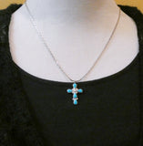 Native American Vintage Zuni Silver Turquoise Inlay Cross