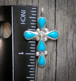 Native American Vintage Zuni Silver Turquoise Inlay Cross