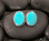 Native American Turquoise Navajo Sterling Silver Oval Post Earrings