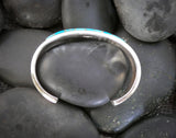 Native American Navajo Silver Heavy Gauge Turquoise Inlay Bracelet