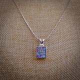 Purple Blue Spider Web Opal Inlay Sterling Silver Pendant, Native American