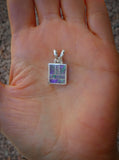 Purple Blue Spider Web Opal Inlay Sterling Silver Pendant, Native American
