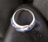 Women's Purple Spider Web Opal Native American Inlay Band Ring