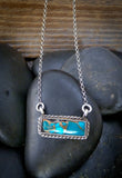 Native American Navajo Turquoise Sterling Silver Bar Necklace