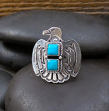 Native American Sterling Silver Turquoise Large Thunderbird Ring