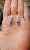 Navajo Silver Purple Spider Web Opal Inlay Dangle Earrings