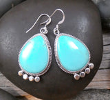 Large Teardrop Turquoise Navajo Sterling Silver Dangle Earrings