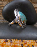 Kingman Turquoise Sterling Silver Ring Size 8 Navajo, Heavy Gauge