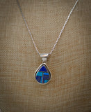 Native American Lapis Turquoise Opal Inlay Sterling Silver Pendant