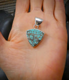 Native American Turquoise Inlay Sterling Silver Pendant