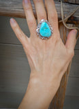 Navajo Women's Large Navajo Sterling Silver Adjustable Ring 8-9