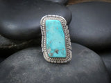 Native American Navajo Turquoise Silver Ring Size 6