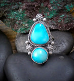 Navajo Turquoise Silver Ring Size 7.5 By Master Silversmith Eli Skeets