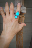 Navajo Turquoise Silver Ring Size 7.5 By Master Silversmith Eli Skeets