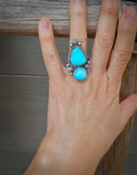 Navajo Turquoise Silver Ring Size 7.5 By Master Silversmith Eli Skeets