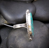 Navajo Turquoise Sterling Silver Ring Size 8 to 9.5 Adjustable Handmade
