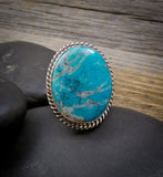 Women's Turquoise Sterling Silver Ring Size 7 Handmade Navajo