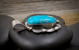 Large Navajo Bright Blue Turquoise Sterling Silver Pendant