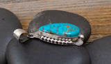 Large Native American Sterling Silver Turquoise Pendant