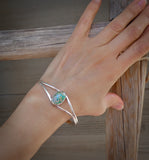 Navajo Sterling Silver Turquoise Minimalist Cuff Bracelet