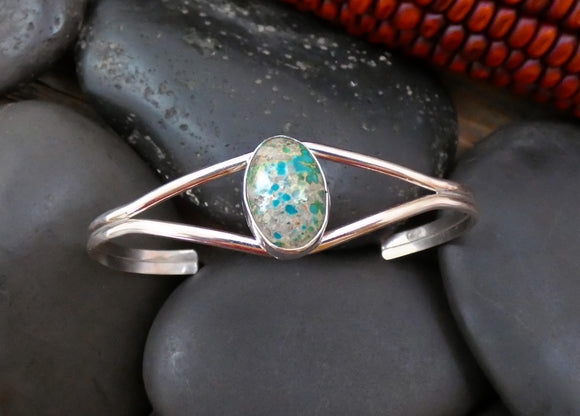 Navajo Sterling Silver Turquoise Minimalist Cuff Bracelet