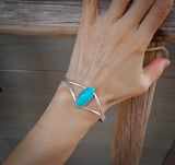 Handmade Navajo Sterling Silver Women's Turquoise Cuff Bracelet