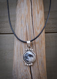 Navajo Round White Buffalo Sterling Silver Pendant