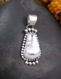 Native American Navajo Triangle White Buffalo Sterling Silver Pendant