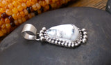 Native American Navajo Triangle White Buffalo Sterling Silver Pendant