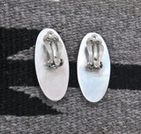 Long Big Navajo Sterling Silver Onyx Shadow Box Clip On Earrings