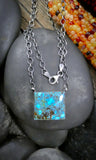 Native American Kingman Turquoise Sterling Silver Bar Necklace