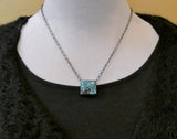 Native American Kingman Turquoise Sterling Silver Bar Necklace