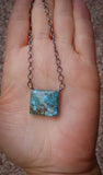 Native American Kingman Turquoise Sterling Silver Bar Necklace