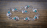 Vintage Navajo Sterling Silver Turquoise Bear Paw Link Bracelet