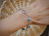 Vintage Navajo Sterling Silver Turquoise Bear Paw Link Bracelet