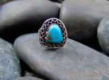 Native American Old Navajo Silver Turquoise Ring Size 5