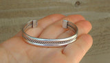 Vintage Baby Bracelet, Navajo Silver Unisex Toddler Cuff Bracelet By Tahe