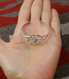 Starburst Sandcast Navajo Silver Turquoise Baby Cuff Bracelet