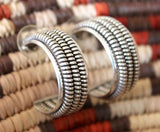 Navajo Sterling Silver Coil Hoop Post Earrings By Tahe