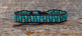 Leather Turquoise Bracelet, Native Style Turquoise Bead Leather Adjustable Unisex Bracelet, Friendship Bracelet